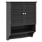 Black MDF Wall-Mounted Bathroom Cabinet with Adjustable Shelves and Towel Bar